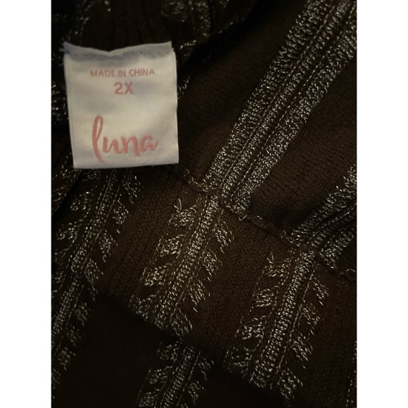 Luna Brown Silver Patterned Striped Skirt - Picture 3 of 4